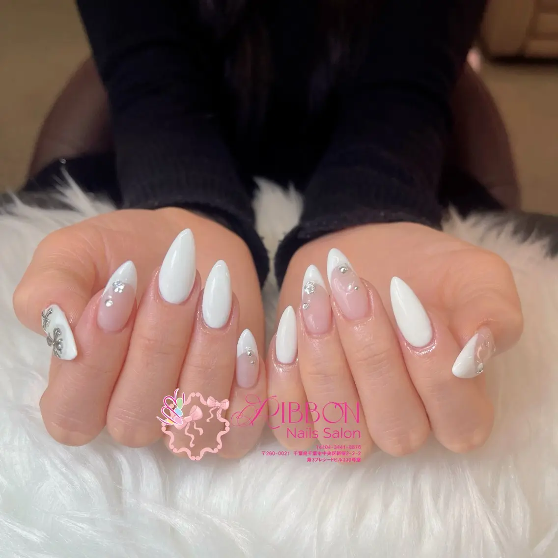 ネイル フレンチネイル ジェルネイル マグネットネイル 持ち込み ニュアンスネイル Ribbonnail salonのネイルデザイン