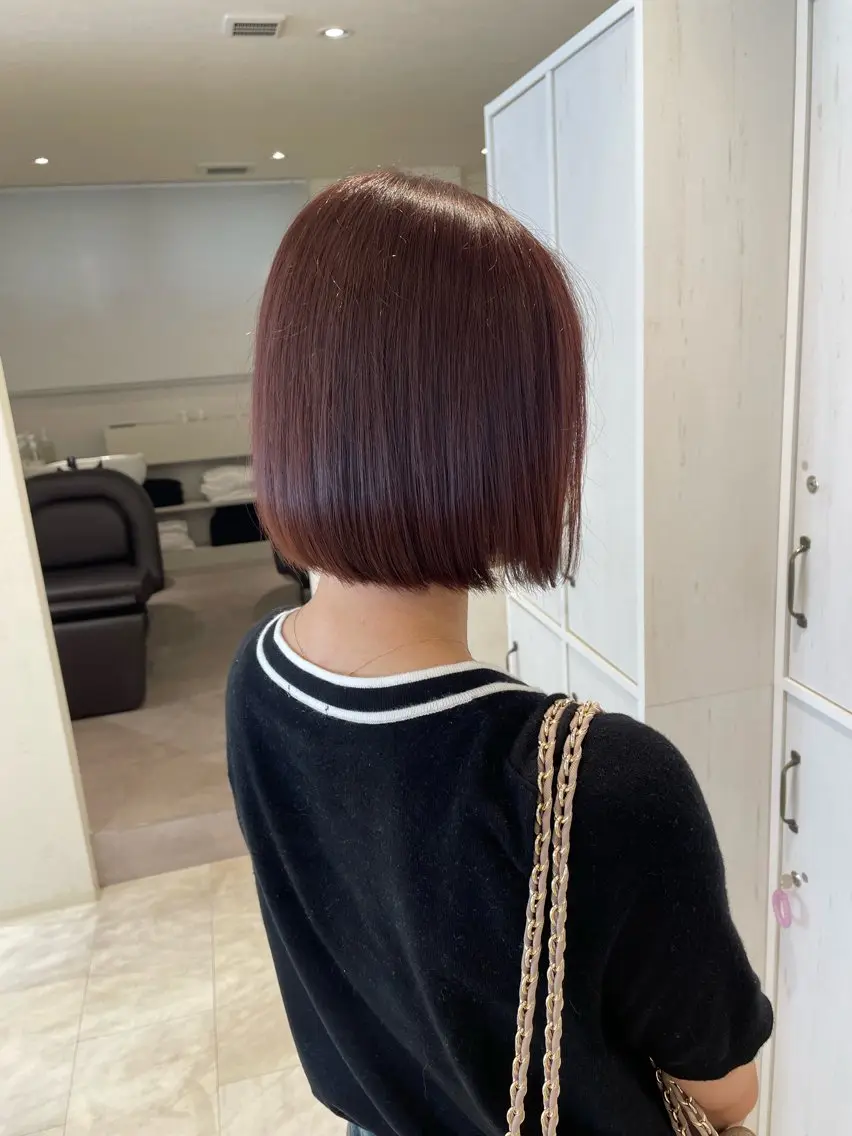 ショート カラー ヘアアレンジ レッドカラー ボブ 🌟当日予約OK🌟 西野楓加のヘアスタイル
