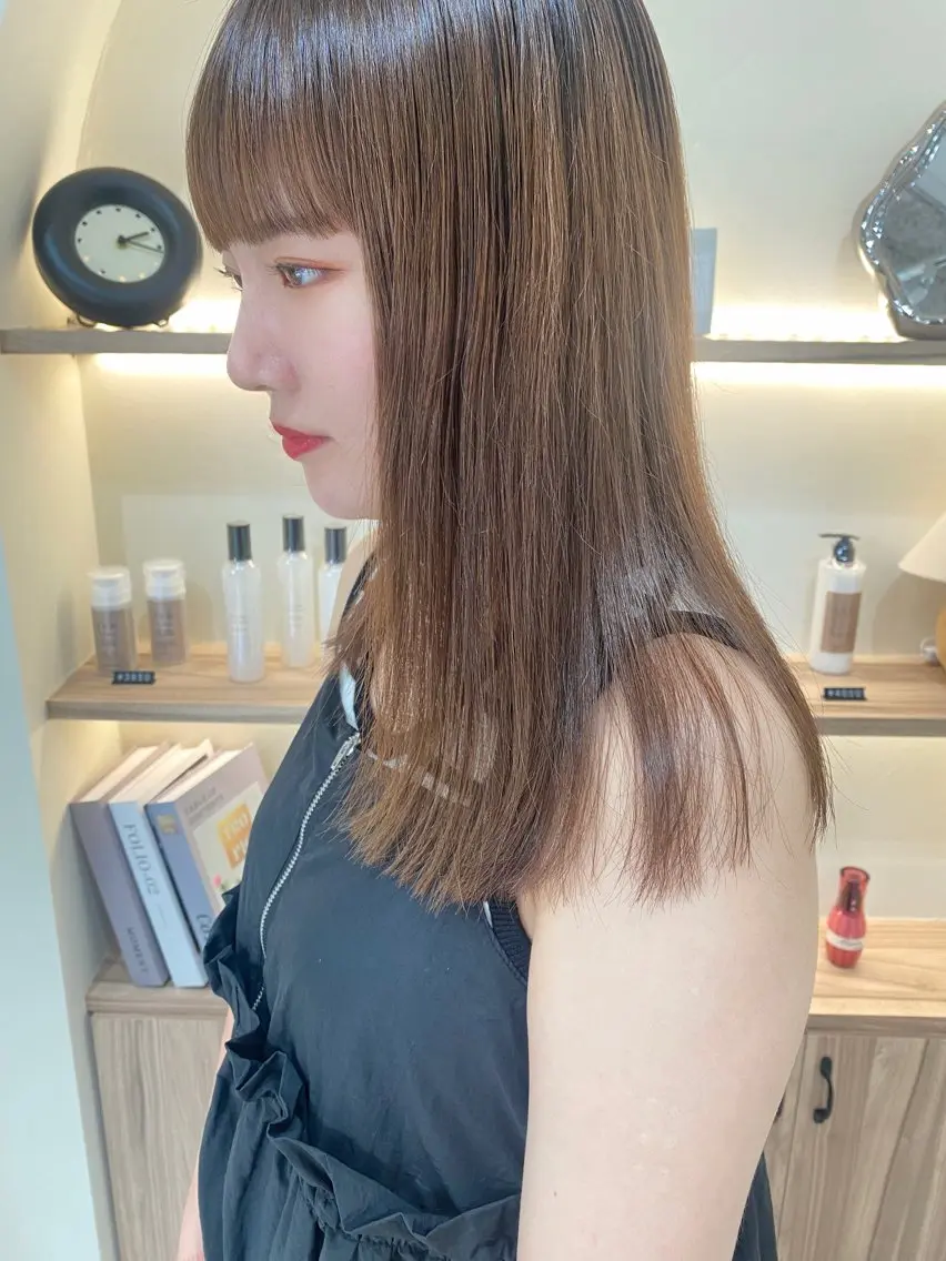 ミディアム パーマ 縮毛矯正 -福岡博多筑紫口- 大津成美のヘアスタイル