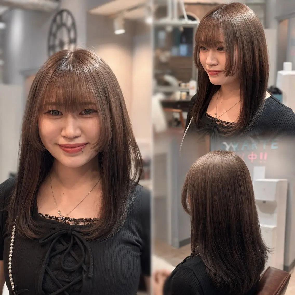 ミディアム カット ヘアカラー 🌱なゆみ🌱透明感 /ナチュラル/高宮のヘアスタイル