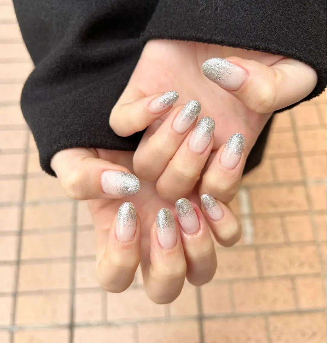 ハンド💅オフあり💜ラメグラデーション💜の写真