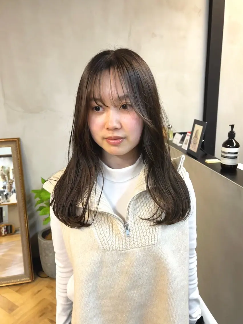 セミロング カラー ヘアアレンジ ブリーチ ダブルカラー ブリーチなしカラー カット ヘアカラー ena/ブリーチなし 透明感・レイヤー🎀のヘアスタイル