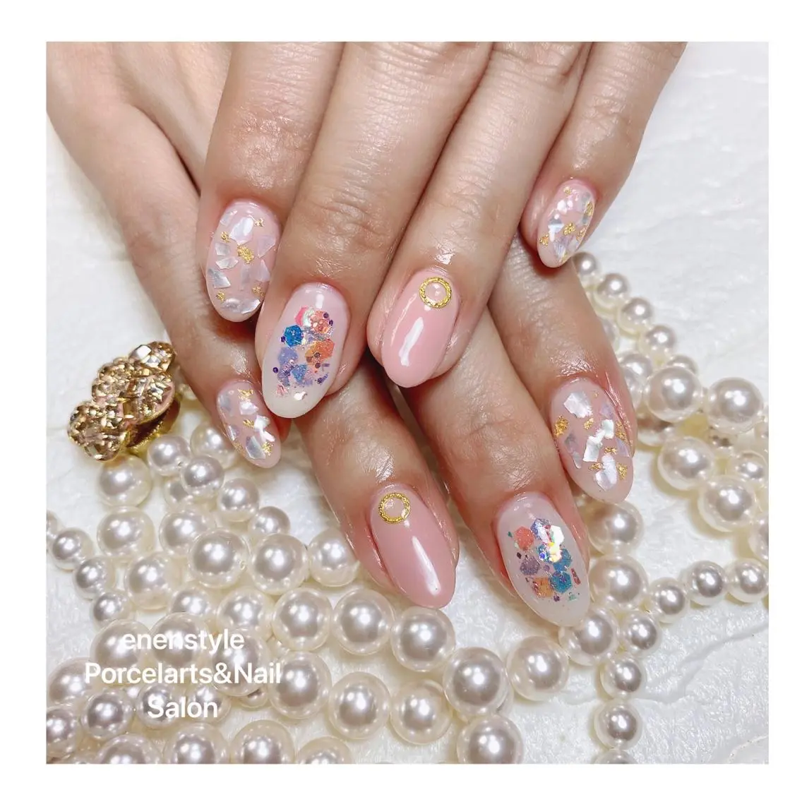 ミディアム ネイル ハンドネイル 🐾enen style 🐾のネイルデザイン