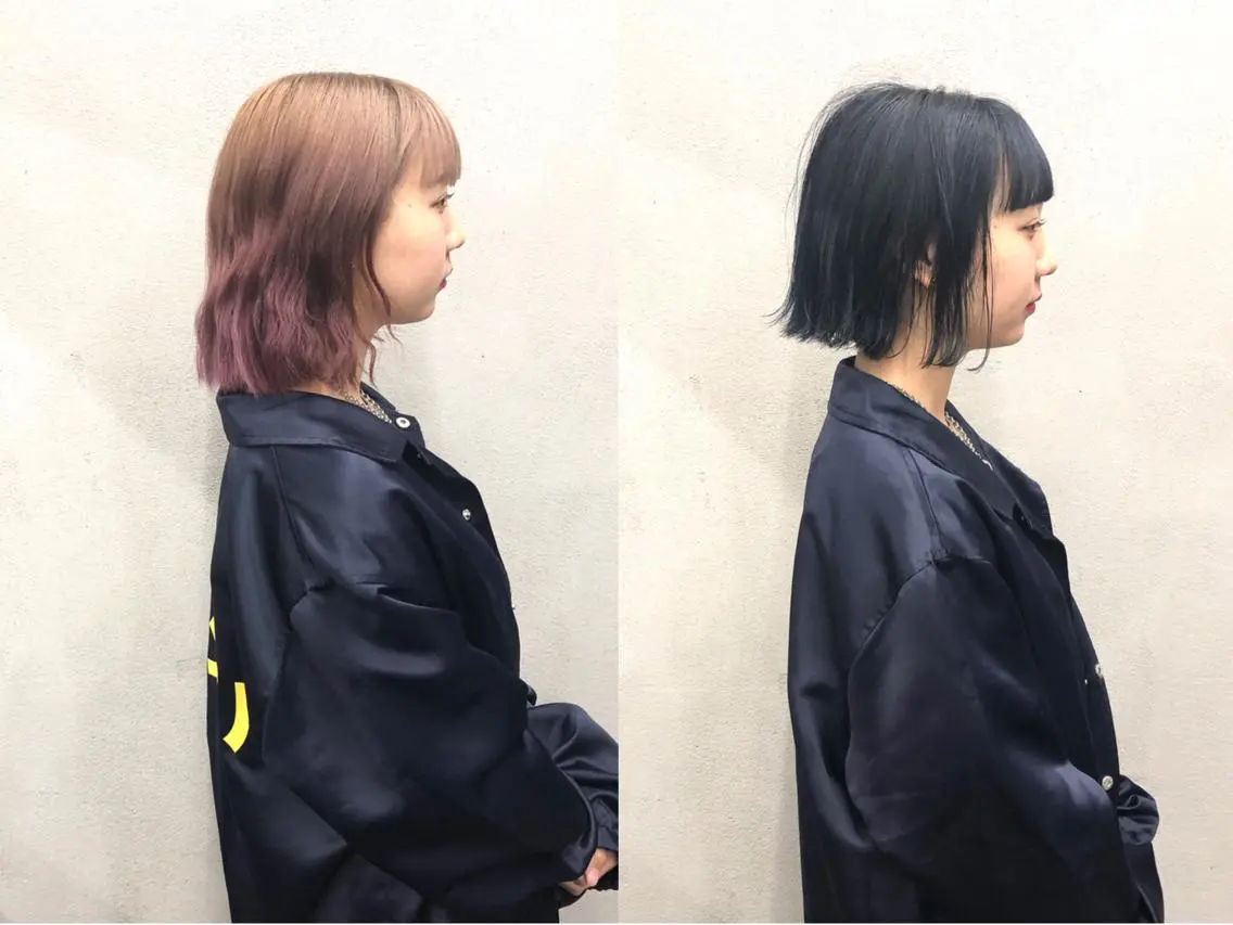 ショート カラー 切りっぱなしボブ ネイビーカラー ボブ カット ヘアカラー ショート/ボブ/ 白髪染め/メンズ葛西のヘアスタイル