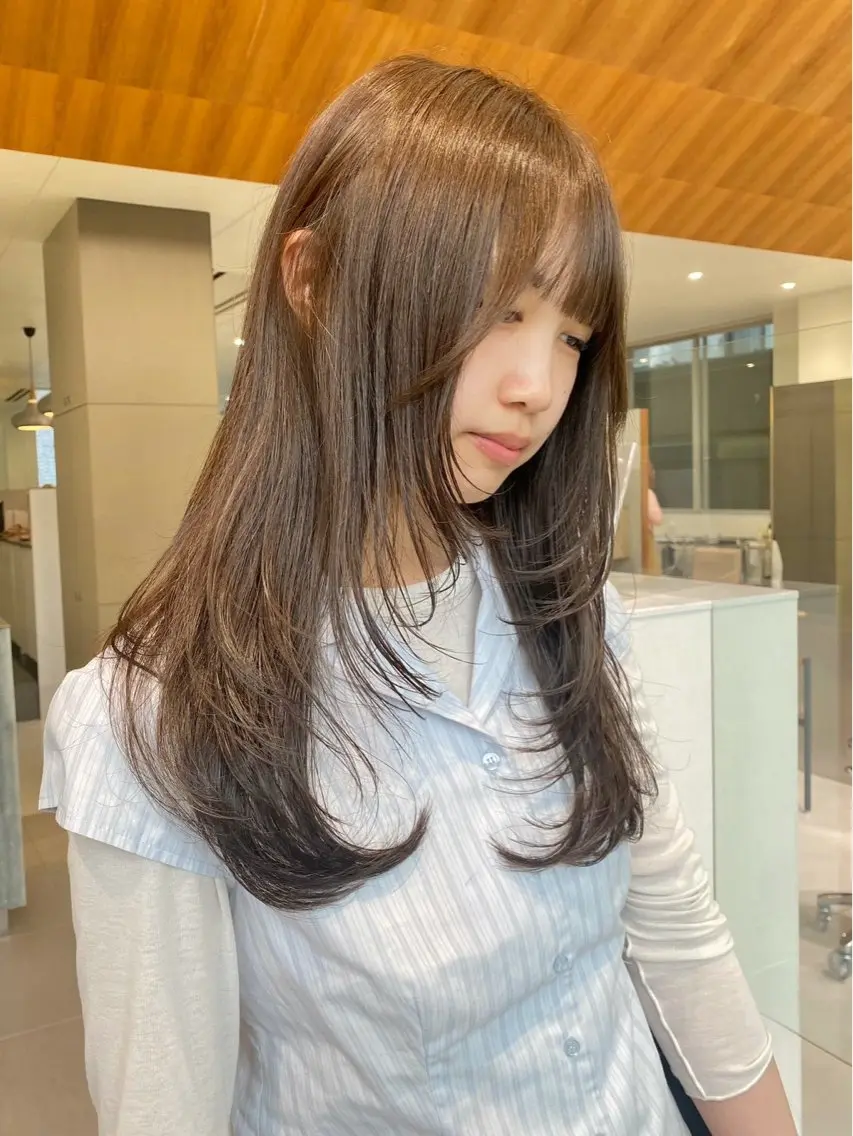 ロング カラー カット ヘアカラー レイヤーカット🍏 オリーブ/ののかのヘアスタイル