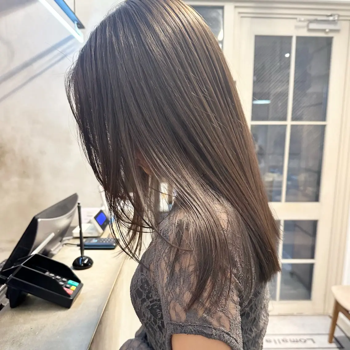 セミロング カラー グレージュ 縮毛矯正 カット 縮毛矯正 縮毛/透明感カラー Mariamu🫧のヘアスタイル