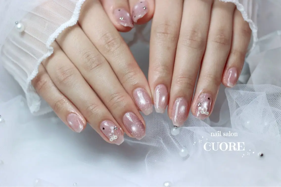 ネイル フラッシュネイル フラッシュマグ マグネットネイル オフィスネイル ピンク nail salon CUOREのネイルデザイン