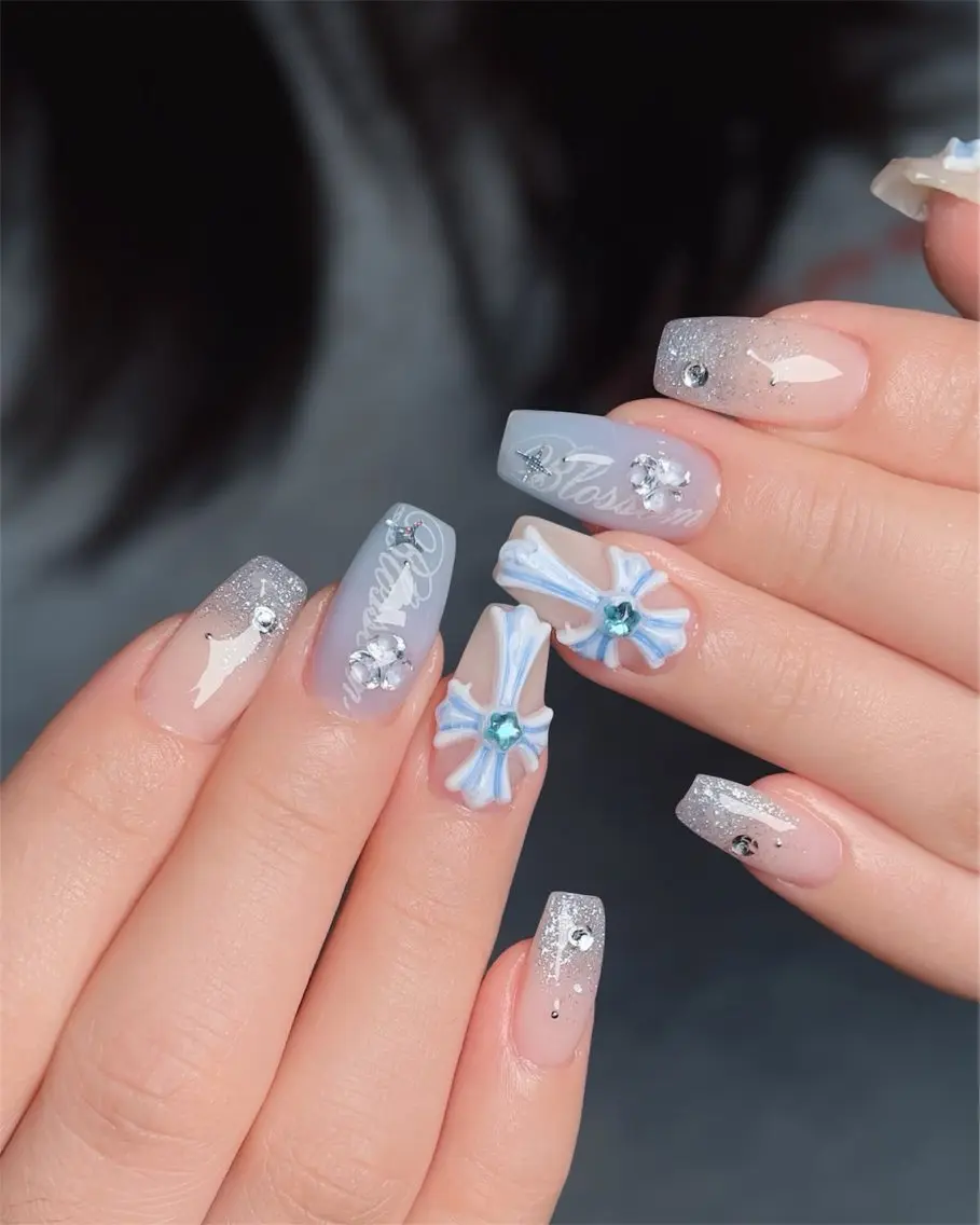 ネイル 長さ出し キラキラネイル 韓国ネイル ロングネイル ワンホンネイル ハンドネイル Josie nail salonのネイルデザイン
