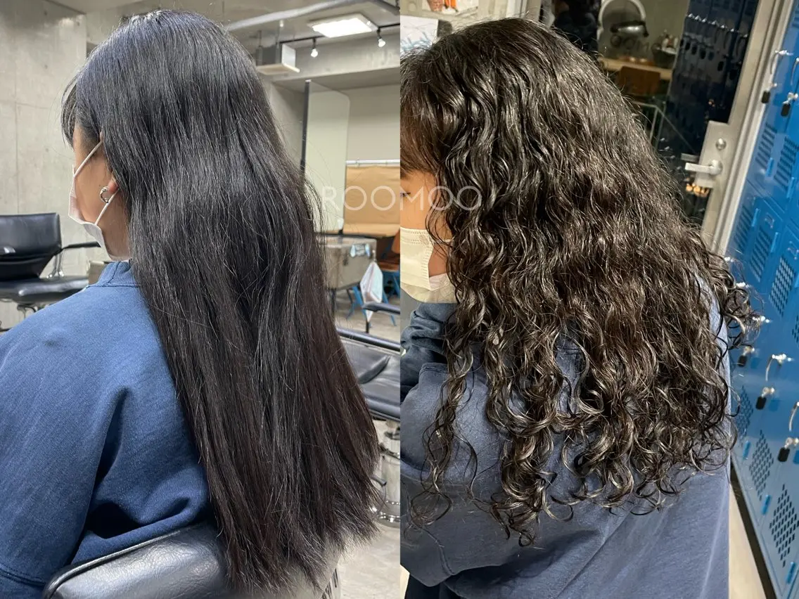 パーマ 韓国タッセルカット レイヤーカットのヘアスタイル