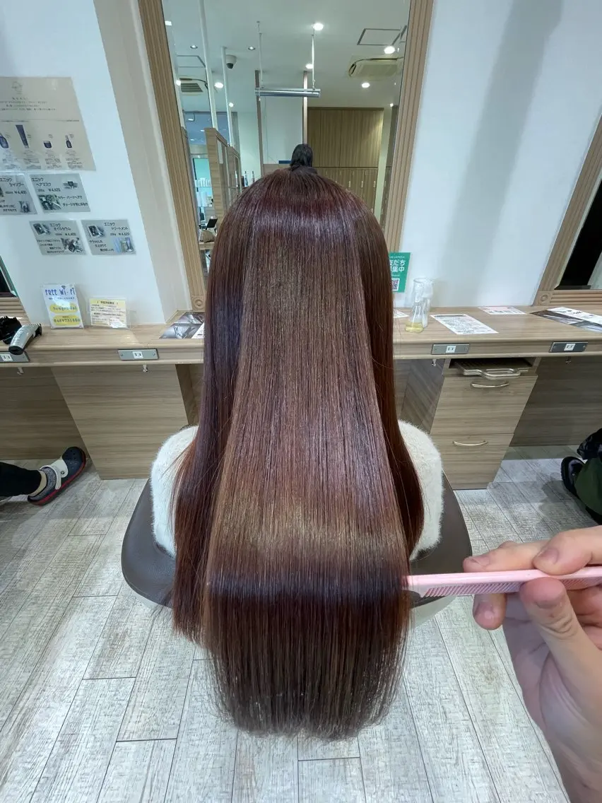 ロング カラー ブラウンカラー ピンクカラー ピンクブラウン 髪質改善 カット ヘアカラー トリートメント 加藤 未歩のヘアスタイル