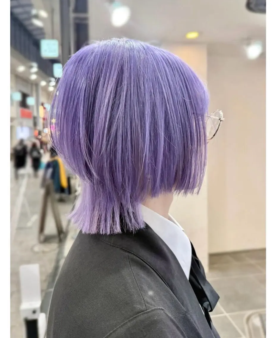 ショート カラー ラベンダーカラー ボブ ウルフカット ウルフボブ ヘアカラー TSUNO🦖 派手髪/オタク美容師のヘアスタイル