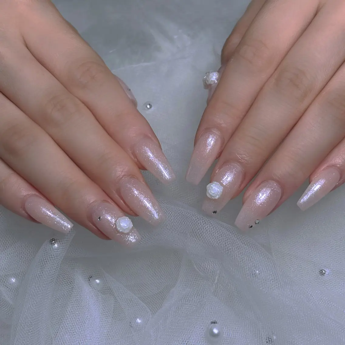 ネイル 長さ出し キラキラネイル 韓国ネイル ロングネイル 夏ネイル ハンドネイル Sully Nail Labのネイルデザイン