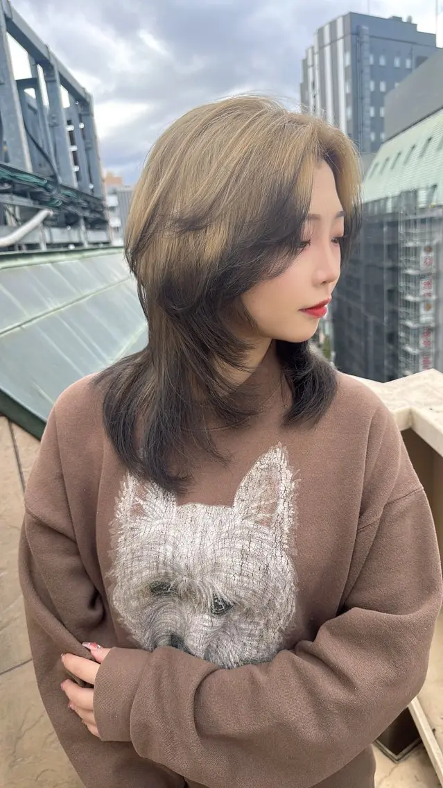セミロング レイヤーカット カット ヘアカラー トリートメント レイヤー/ウルフ ハイトーンhiroのヘアスタイル