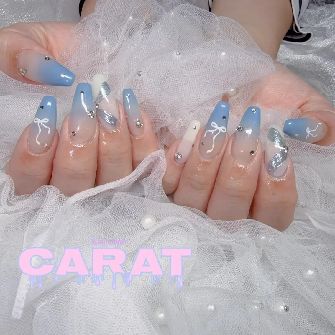 ネイル フレンチネイル 韓国ネイル マグネットネイル ニュアンスネイル オフィスネイル ハンドネイル CARAT カラットのネイルデザイン