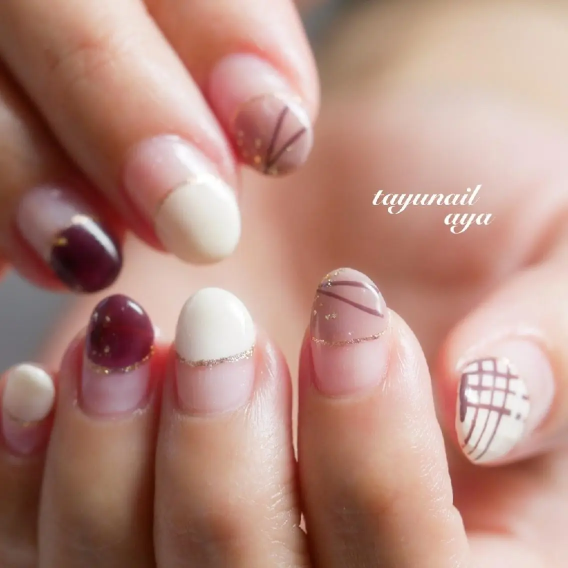 ネイル アートネイル ブルー フレンチネイル ジェルネイル パラジェル ネイルサロン 【たゆnail】のネイルデザイン