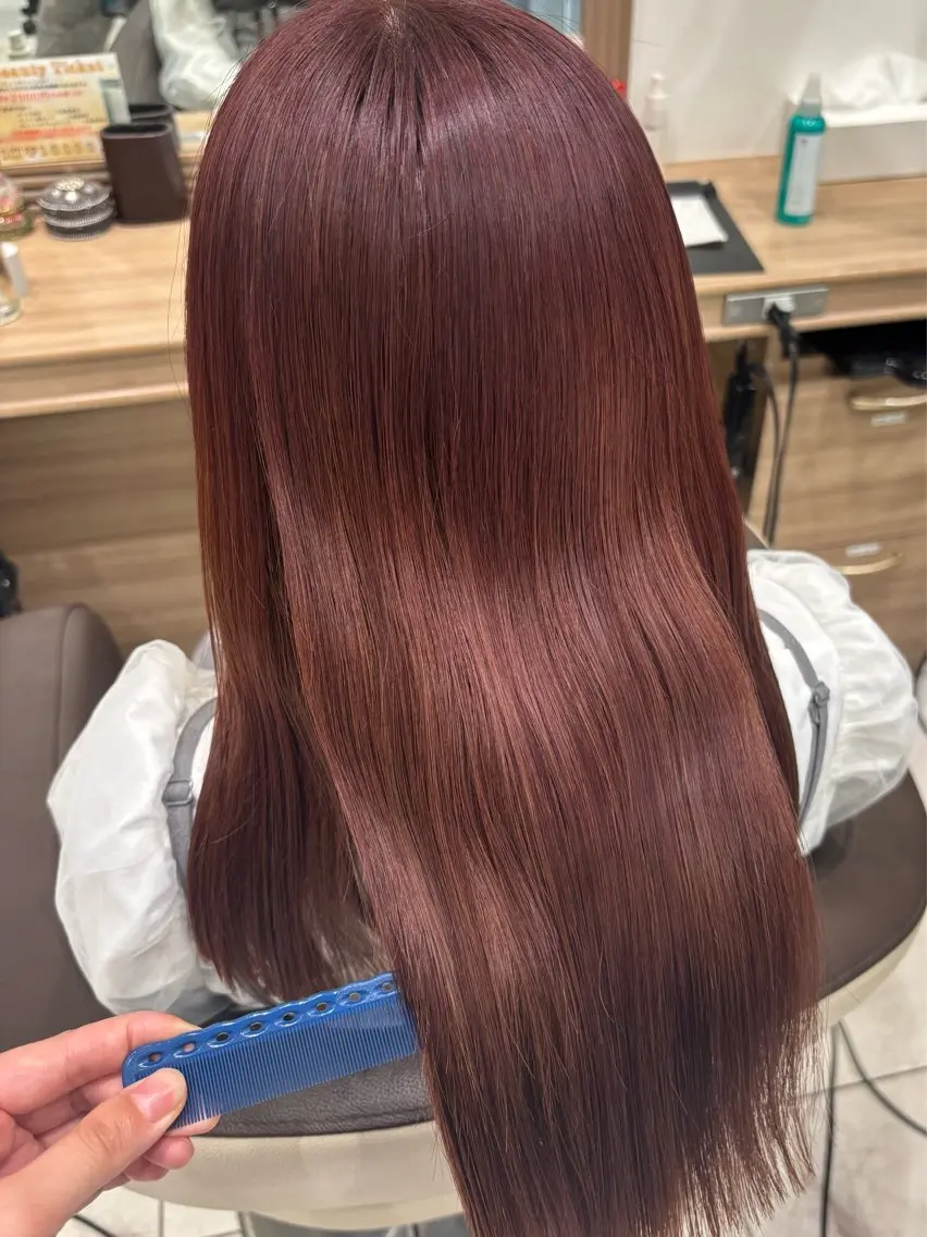 ロング カラー ブラウンカラー ピンクカラー ピンクブラウン カット トリートメント 鈴木かのん/縮毛矯正 /ミニモ限定クーポンのヘアスタイル