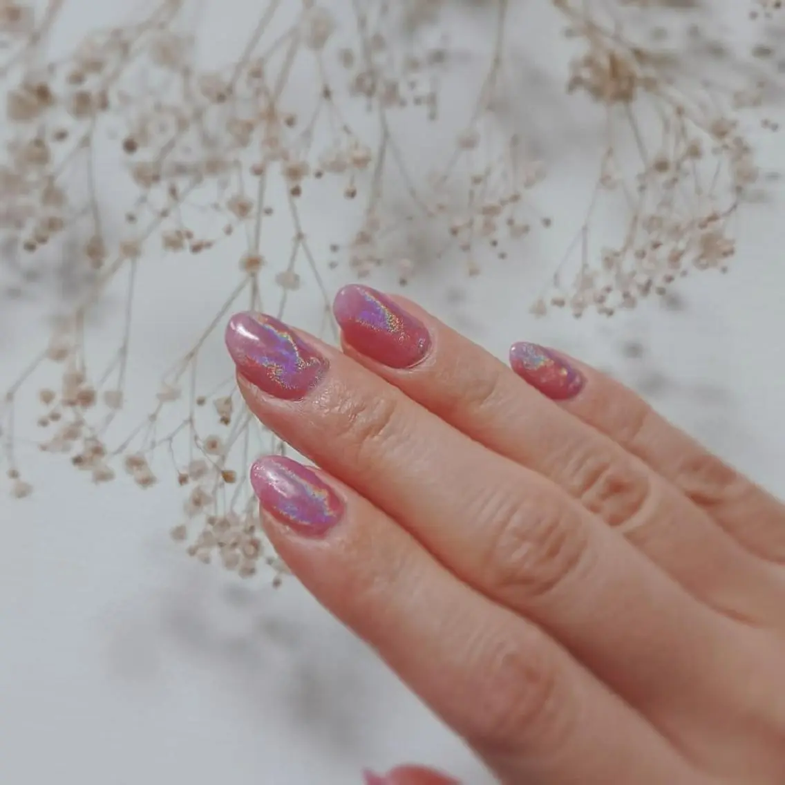 ネイル ワンカラーネイル ピンク shellnail さなえのネイルデザイン