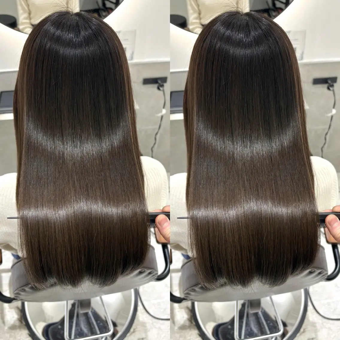 セミロング カラー 髪質改善 縮毛矯正 トリートメント カット ヘアカラー 縮毛矯正 髪質改善 縮毛矯正/ レイヤー/銀座/本木のヘアスタイル