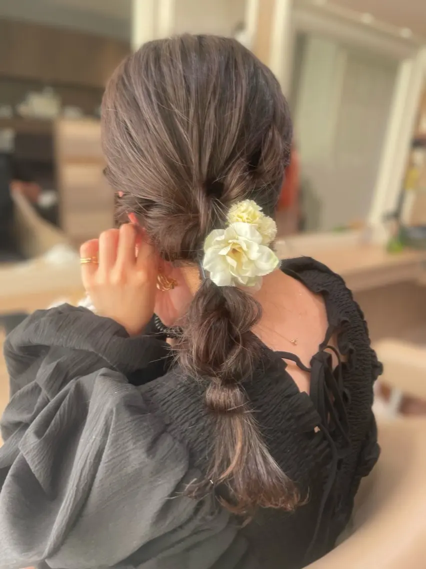 セミロング ヘアアレンジ ヘアセット 韓国ヘアメイク🎀/ 縮毛矯正✨山本媛香のヘアスタイル