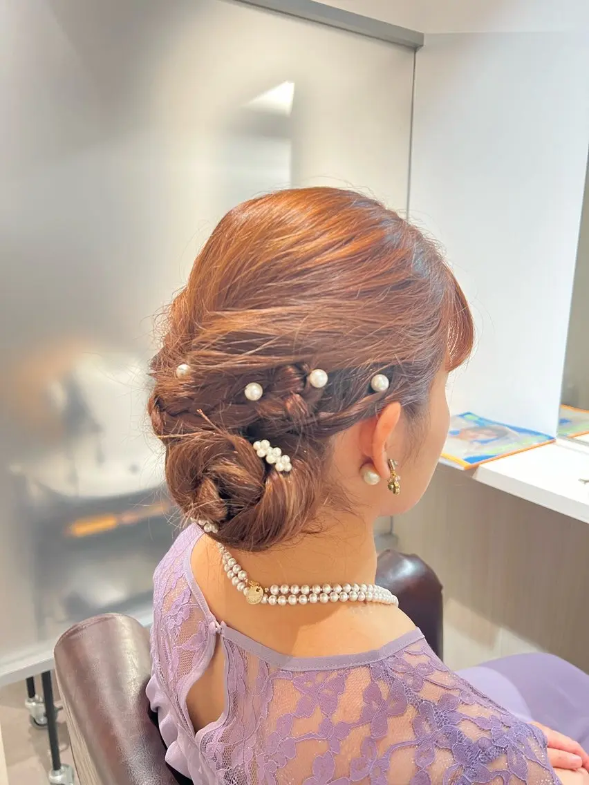 ミディアム ヘアアレンジ 結婚式・ブライダル ヘアセット 半個室/髪質改善/ 🫧苅屋菜奈子のヘアスタイル