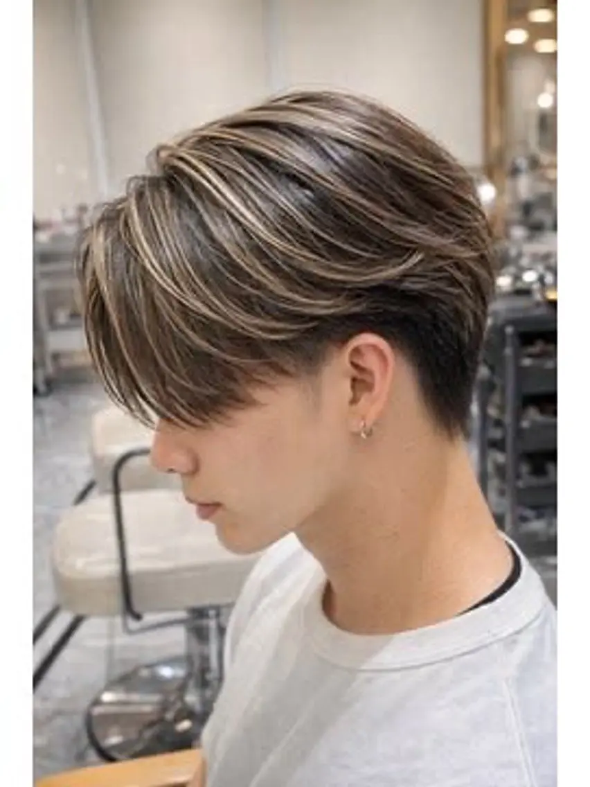 ショート カラー メンズ メンズメッシュ メッシュ カット ヘアカラー 鈴木 隆皓のヘアスタイル