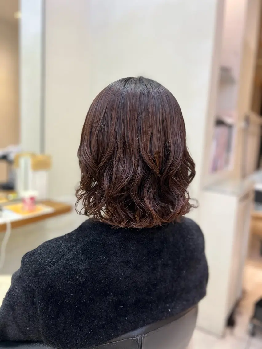ショート ボブ カット パーマ 🌙コテ巻き風パーマ 🌙菜月のヘアスタイル