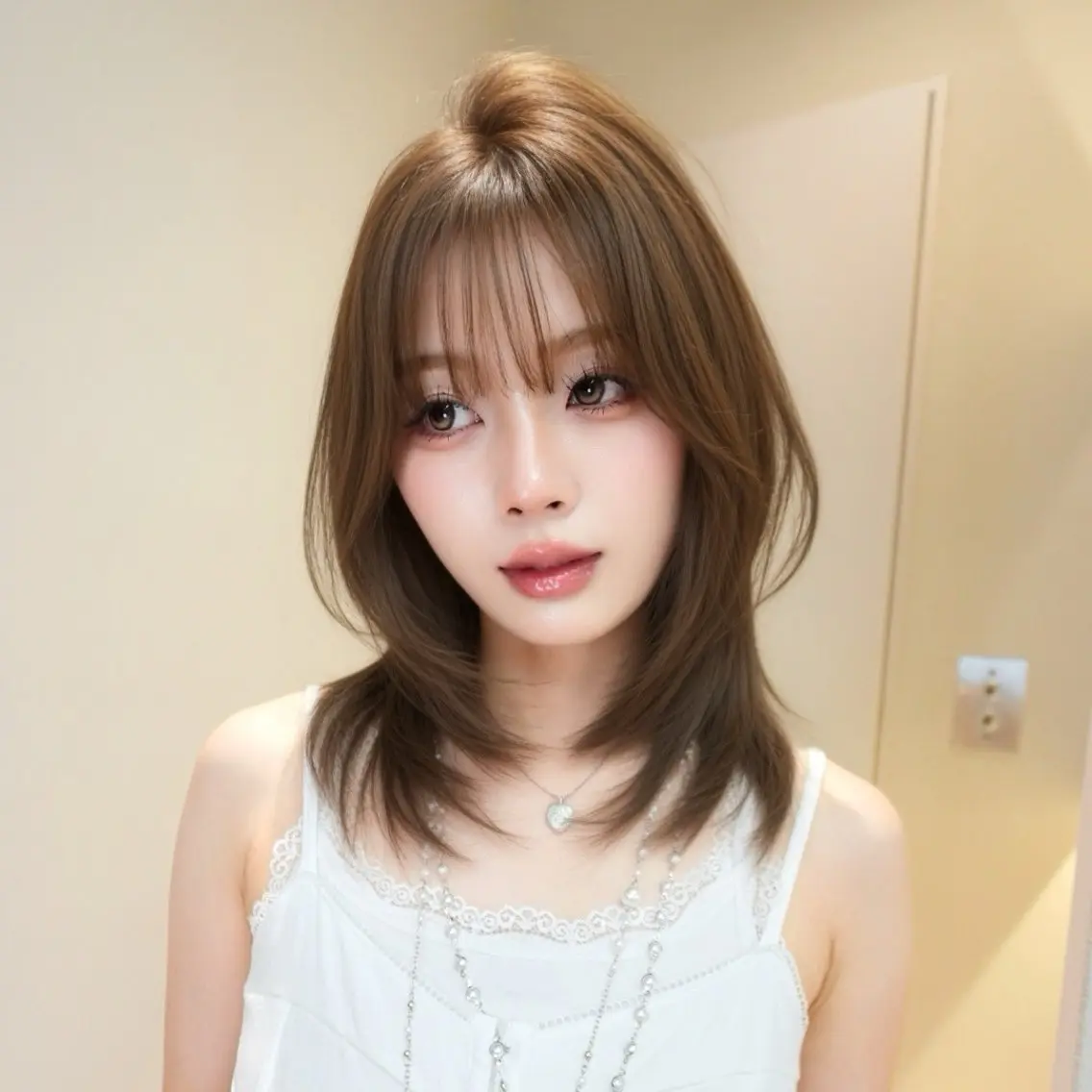 ミディアム カラー ミディアムレイヤー ベージュカラー ブリーチ ブラウンカラー ダブルカラー カット ヘアカラー トリートメント 🎀𝑆𝐴𝑅𝐴 /レイヤーカット🎀のヘアスタイル
