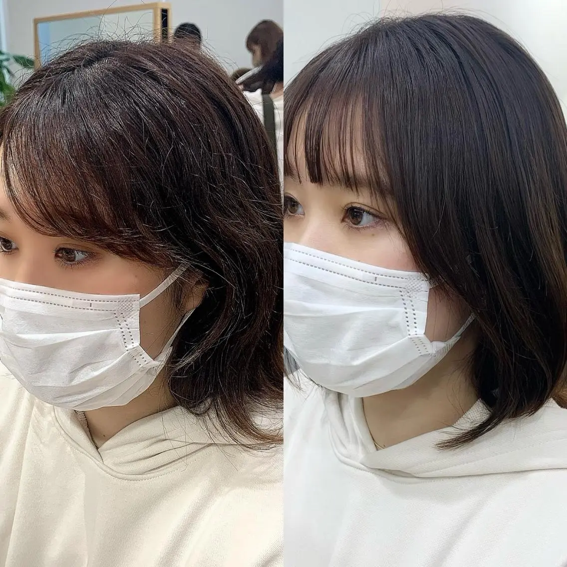 ミディアム カラー パーマ ヘアアレンジ メンズ キッズ ネイル マツエク・マツパ カット ヘアカラー 縮毛矯正 レイヤーカット／ 巻ける縮毛矯正のヘアスタイル