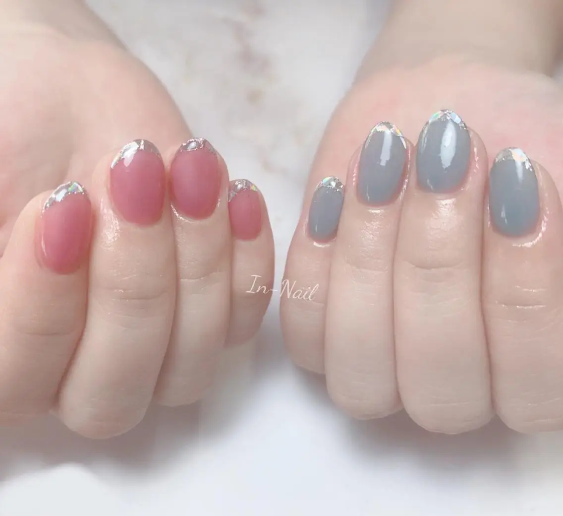 ネイル フレンチネイル ガラスフレンチ ᴵⁿ. ᴺᵃⁱˡのネイルデザイン