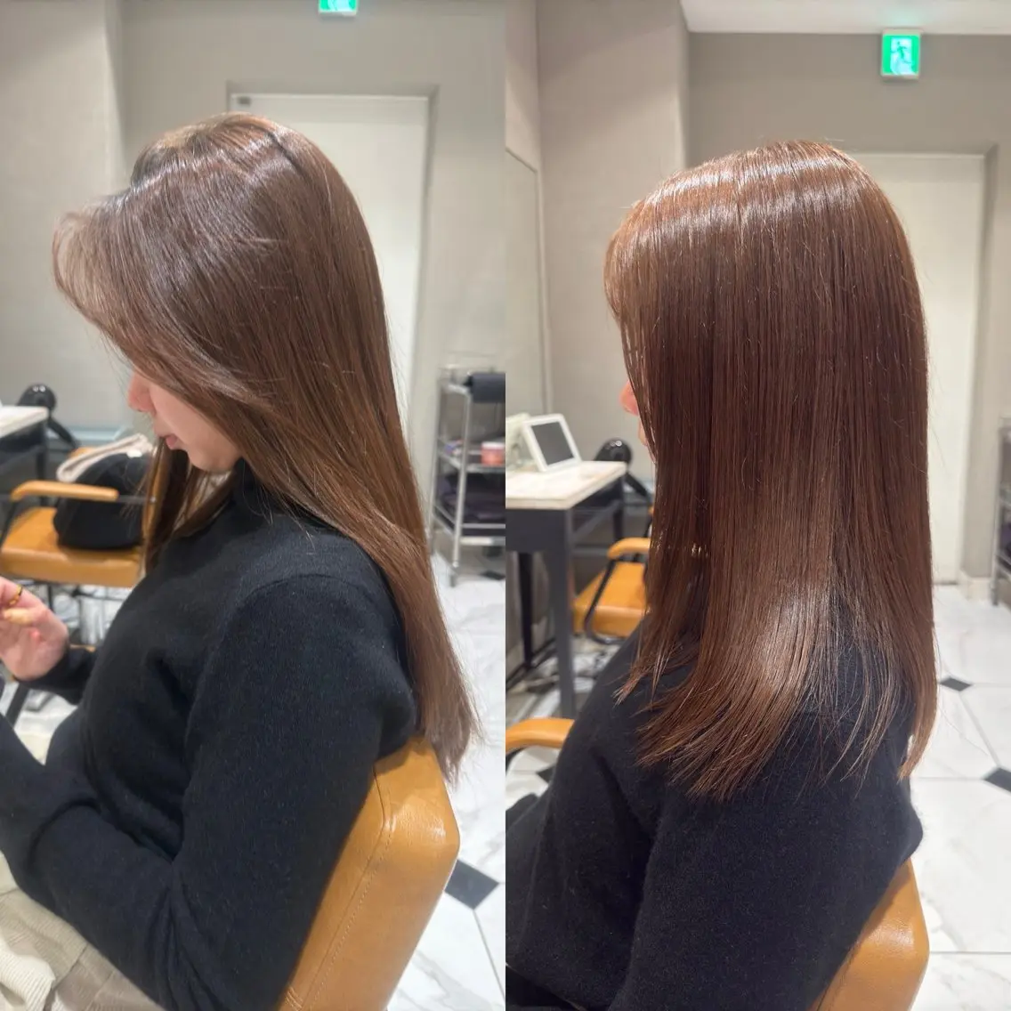 セミロング カラー レイヤーカット 松田 響のヘアスタイル