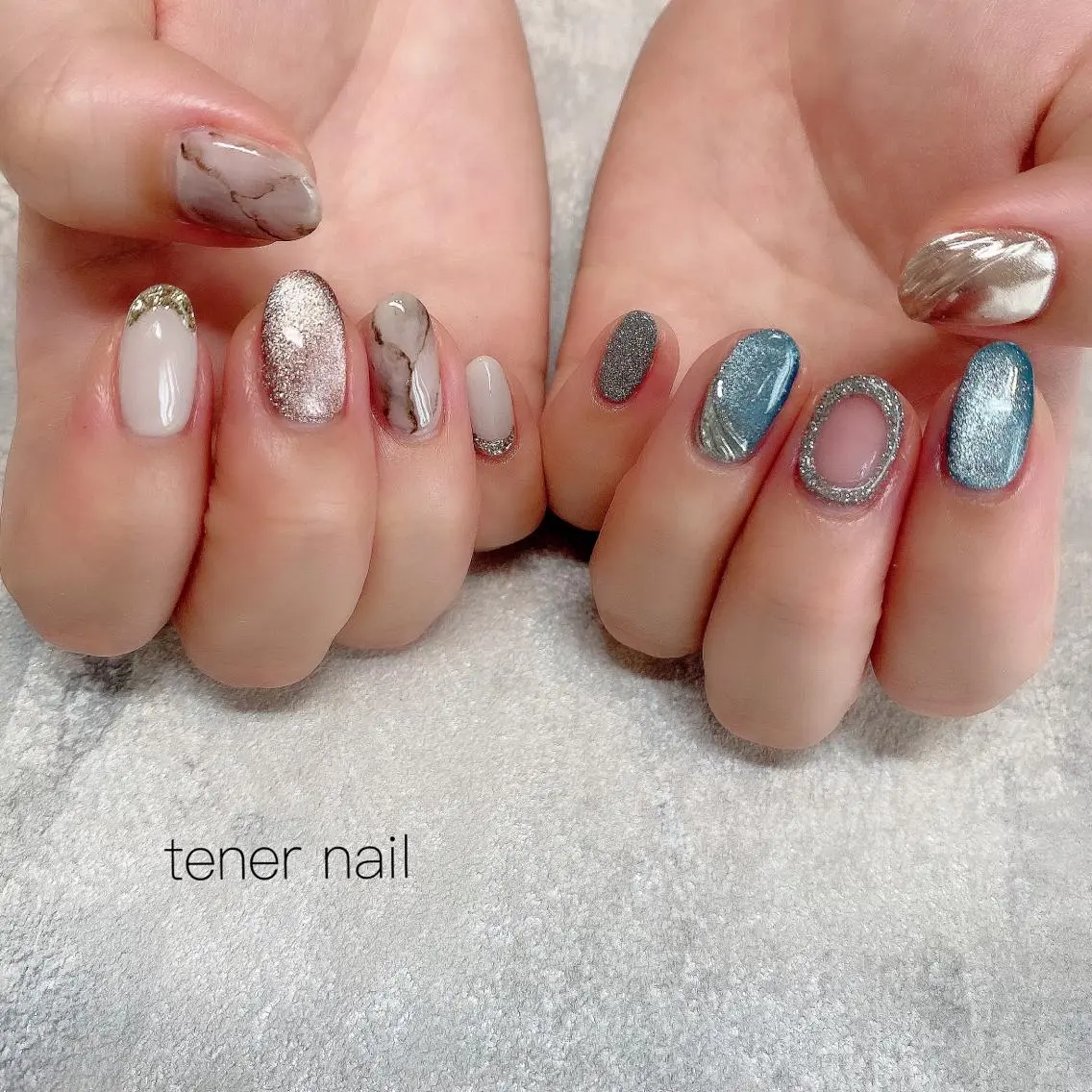 ネイル フラッシュネイル マグネットネイル 大理石ネイル(マーブル) 春ネイル テネルネイル tener nailのネイルデザイン