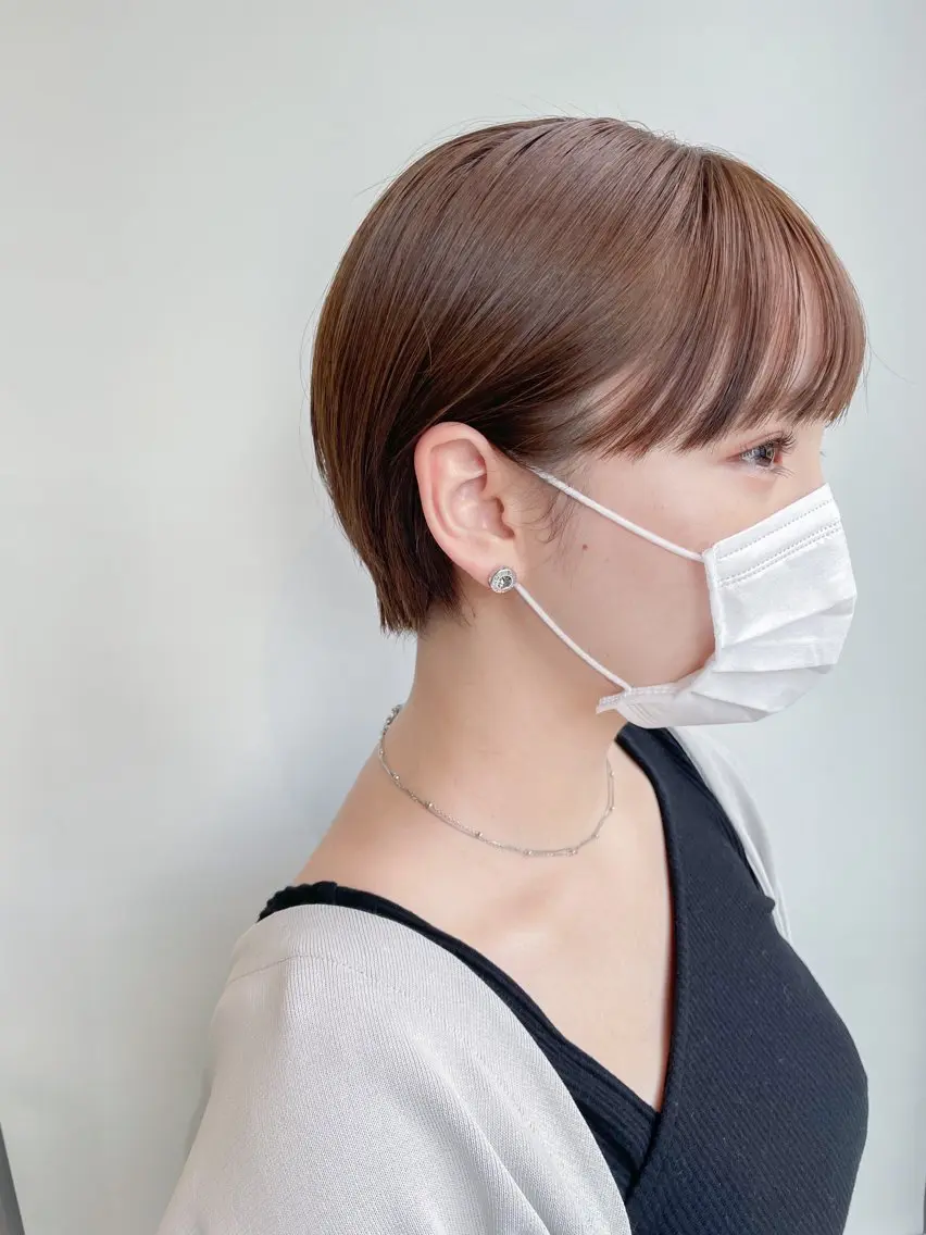 ショート カラー 丸みショート ショートヘア ワイドバング カット ヘアカラー トリートメント Takuma Suzuki中目黒のヘアスタイル