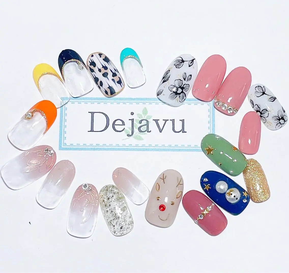 ネイル アニマル柄 アートネイル フラワーネイル フレンチネイル 冬ネイル ハンドネイル Nail salon Dejavu 🌿のネイルデザイン