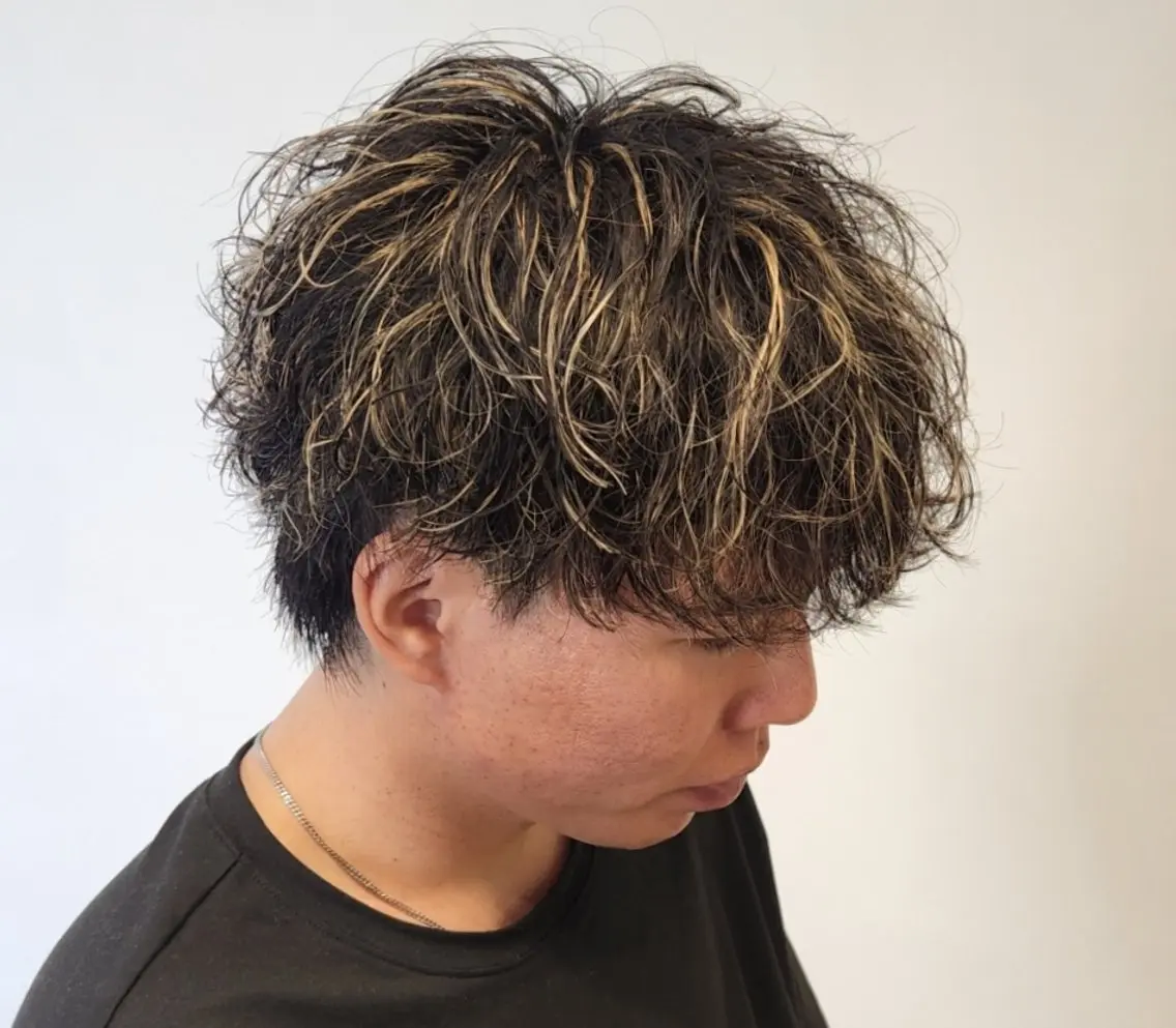 ショート カラー メンズ パーマ 【イケメン風パーマ】 SHOFYのヘアスタイル