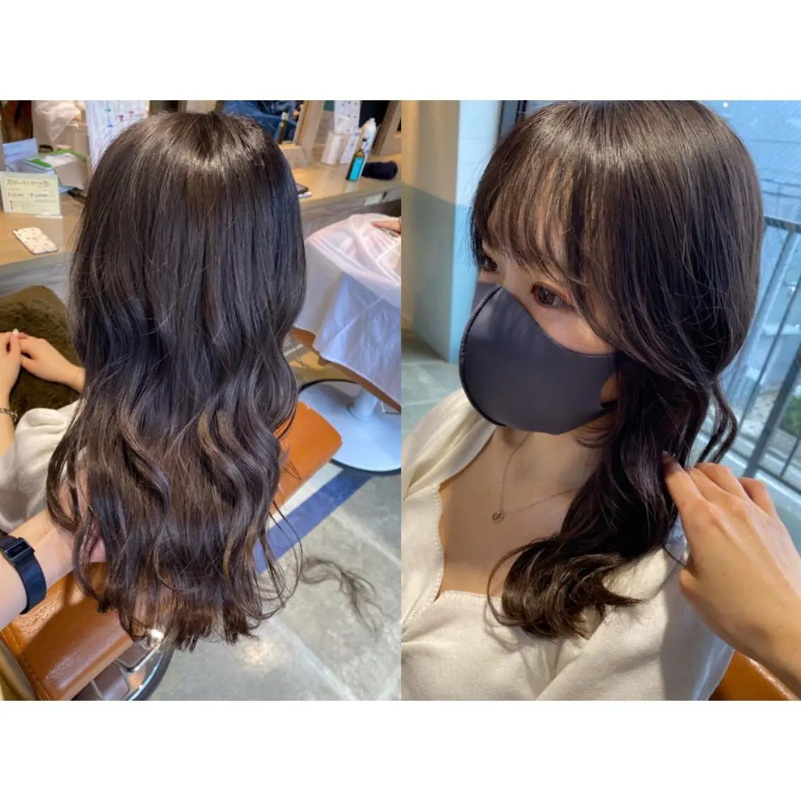 カラー ブリーチ グレージュ 🩵盛れる顔周りヘア EMI🩵のヘアスタイル