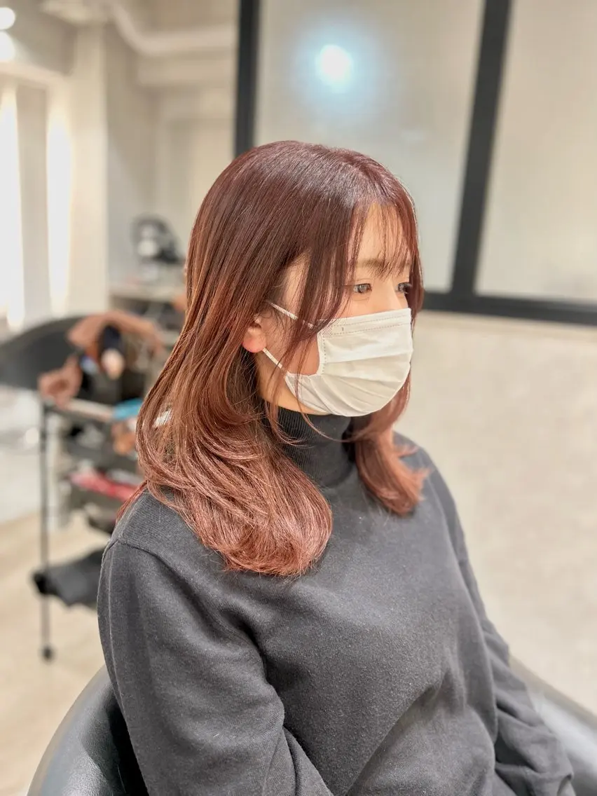 ミディアム カラー カット ヘアカラー トリートメント emi/髪質改善/ 韓国風/艶カラーのヘアスタイル