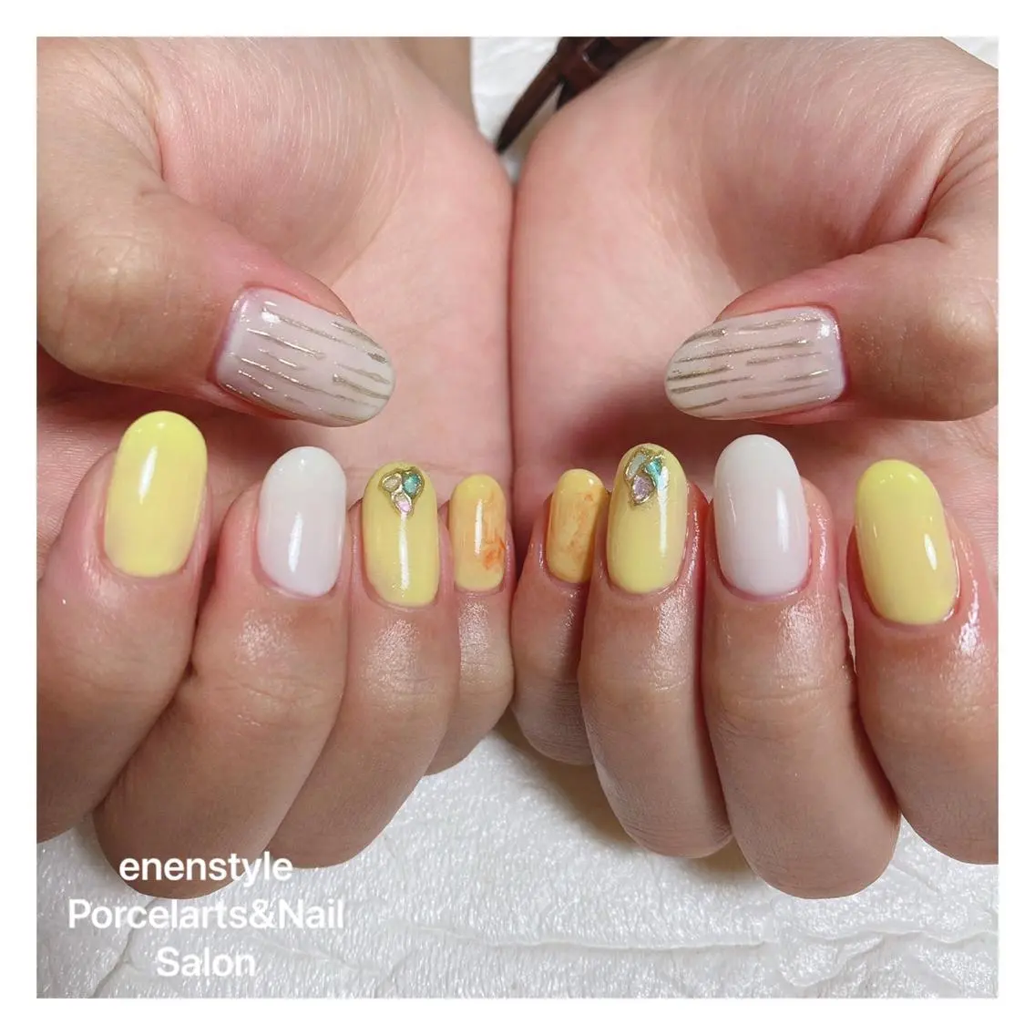ミディアム ネイル ハンドネイル 🐾enen style 🐾のネイルデザイン