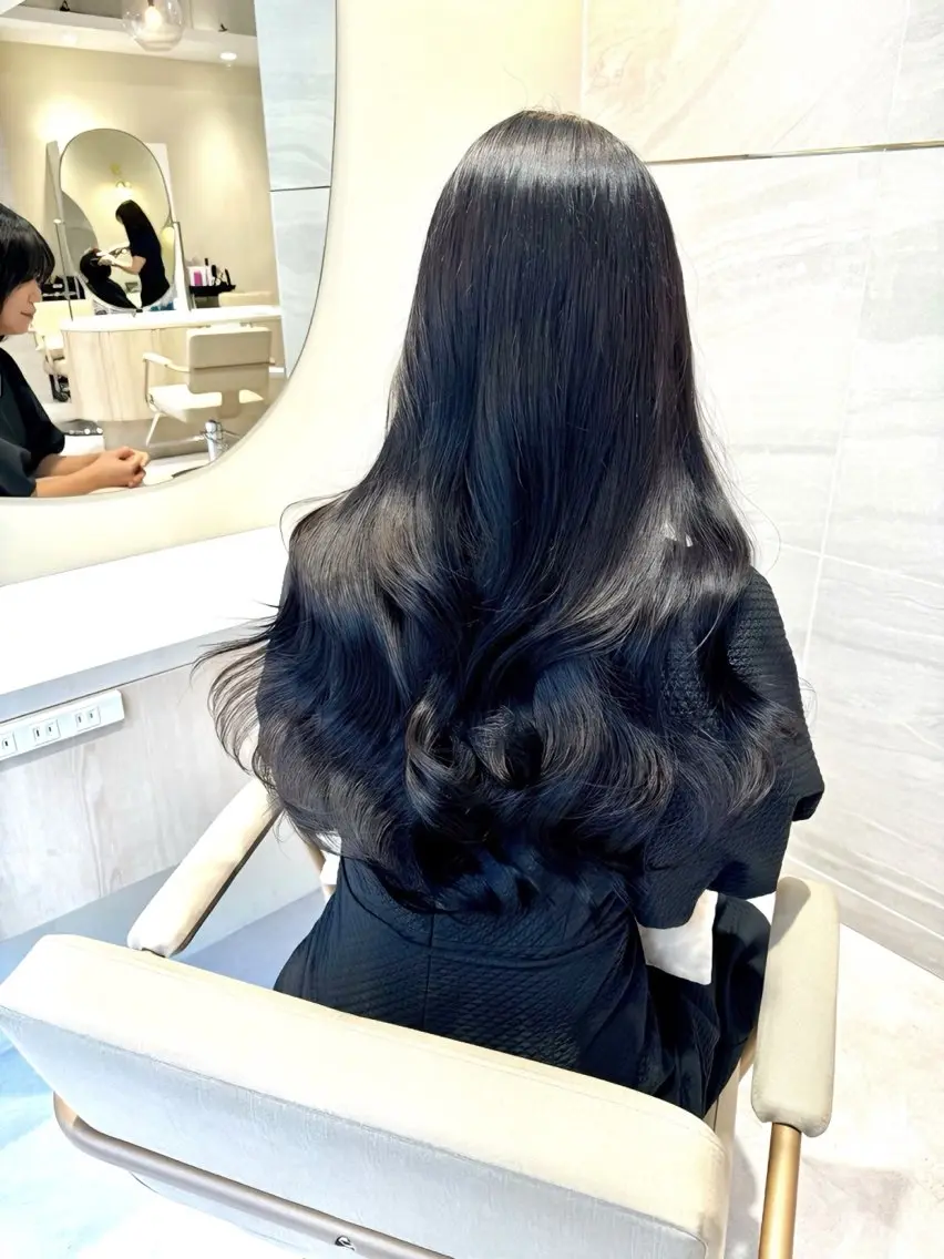 ロング カラー 似合わせカット 小顔カット 縮毛矯正 カット ヘアカラー 1日1名様限定 予約可能のヘアスタイル