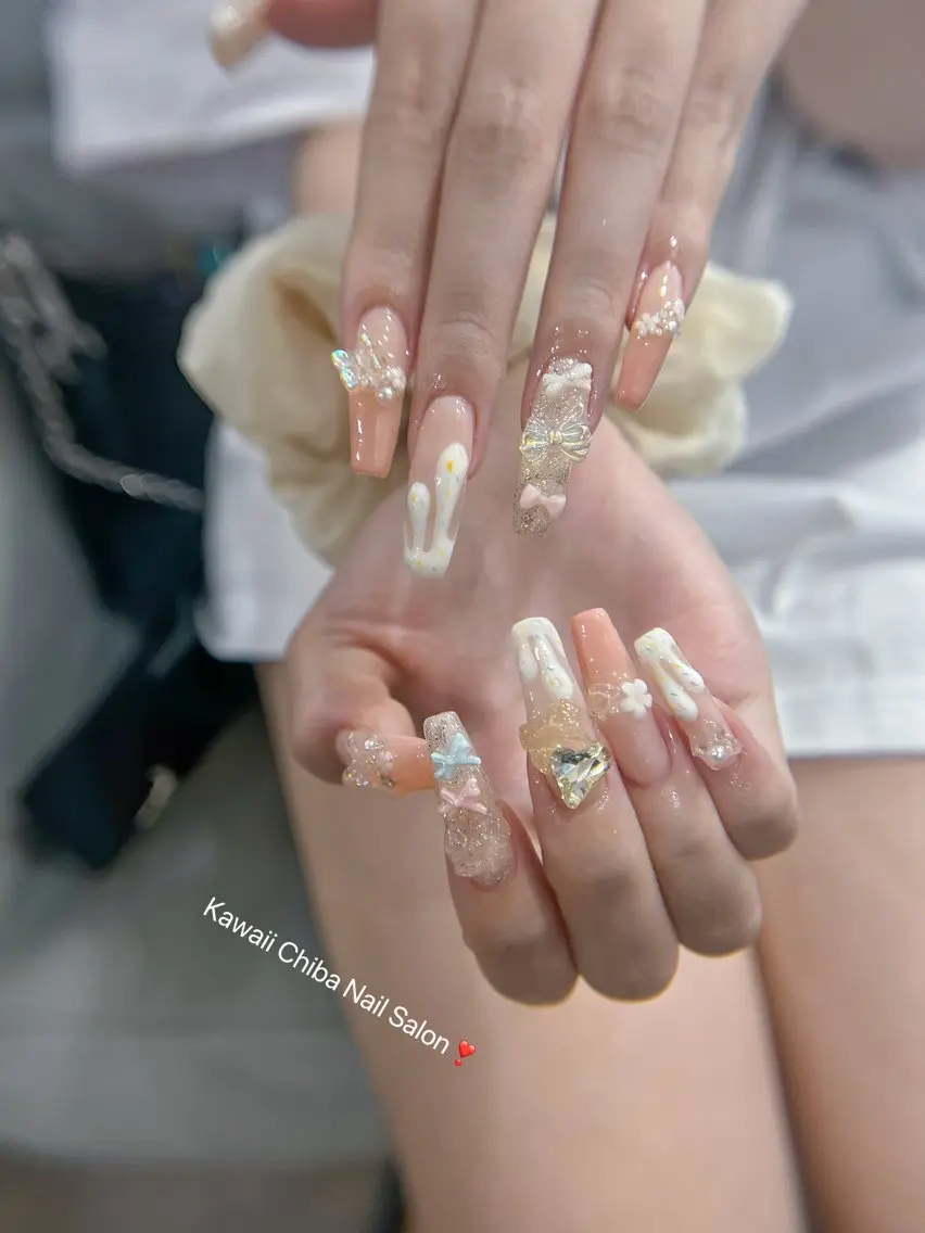 ネイル 長さ出し フットネイル 韓国ネイル ラメ(グリッター) 夏ネイル Kawaii Chiba nailのネイルデザイン