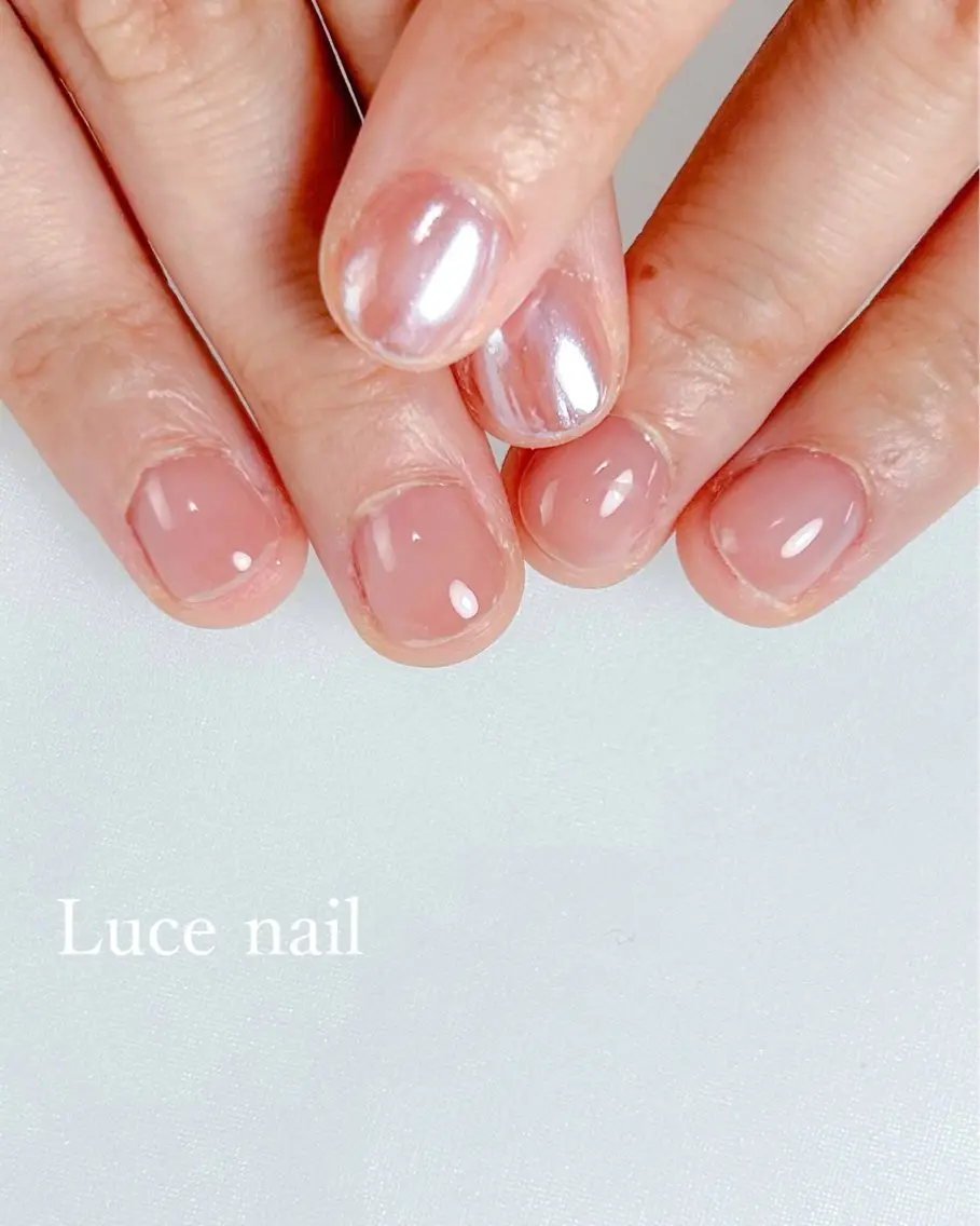 ネイル オーロラネイル キラキラネイル ワンカラーネイル Luce nail 🫧なるみのネイルデザイン