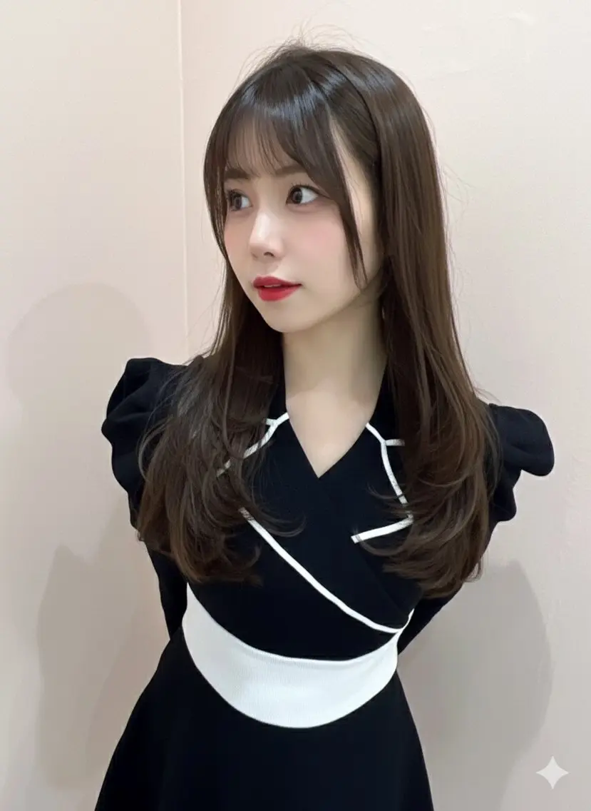 ロング カラー カット ヘアカラー トリートメント レイヤー/髪質改善 縮毛/ハッシュカットのヘアスタイル