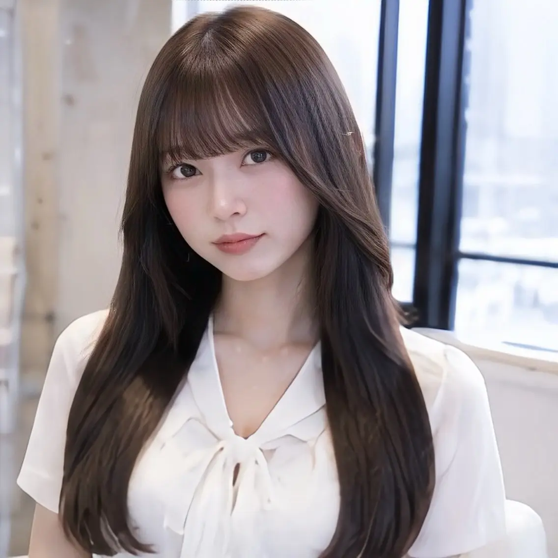 ロング カラー カット 縮毛矯正 トリートメント レイヤー/顔まわり /縮毛矯正/おばかんのヘアスタイル