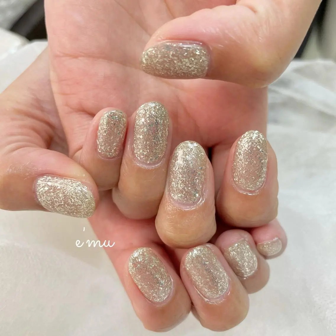 ネイル ラメ(グリッター) ワンカラーネイル ハンドネイル nail salon e'mu💐のネイルデザイン