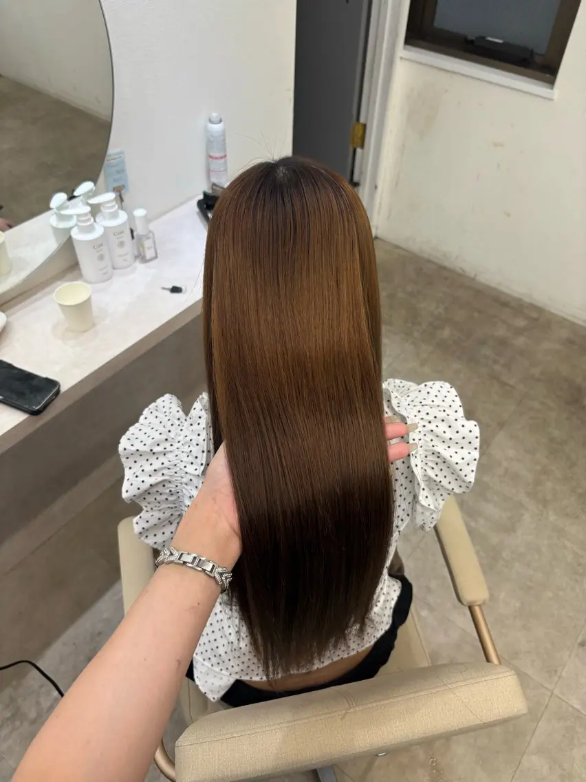 ロング 縮毛矯正 Core茶屋町 HINATAのヘアスタイル