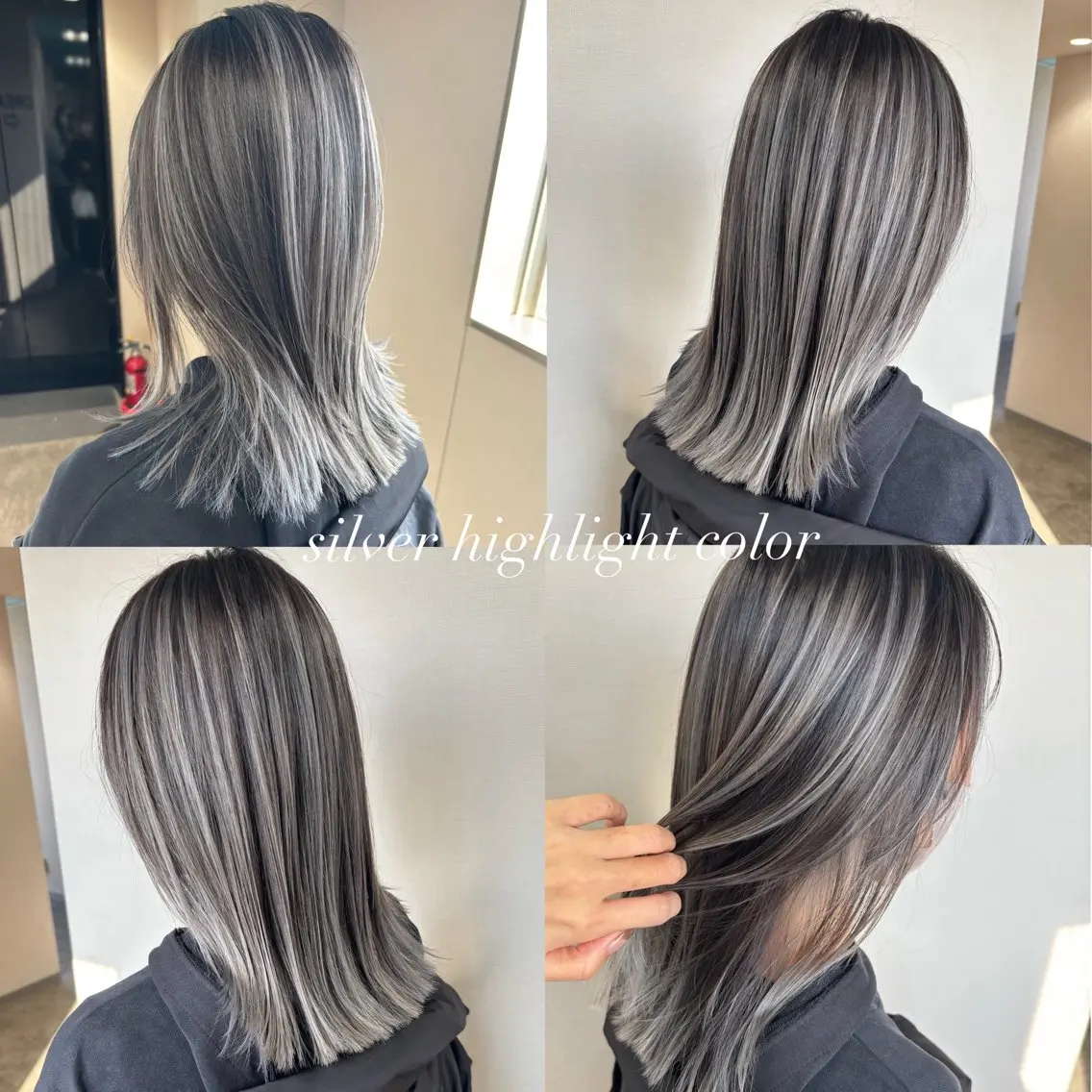ミディアム カラー グラデーションカラー グレージュ ハイライトカラー ハイライト カット ヘアカラー 松井那津子 /ハイライトブリーチのヘアスタイル