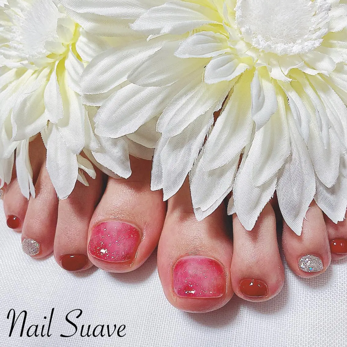 ネイル フットネイル 大理石ネイル(マーブル) 夏ネイル Nail Suave (シュアーヴ)のネイルデザイン
