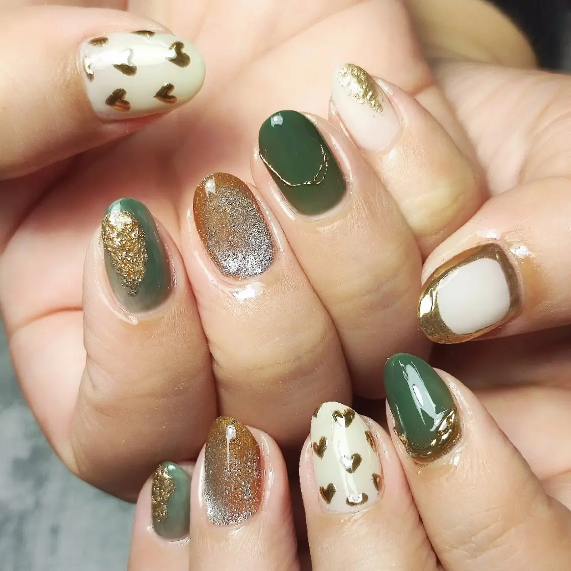 ネイル ハート ミラーネイル ハンドネイル 個人サロン saltnailのネイルデザイン