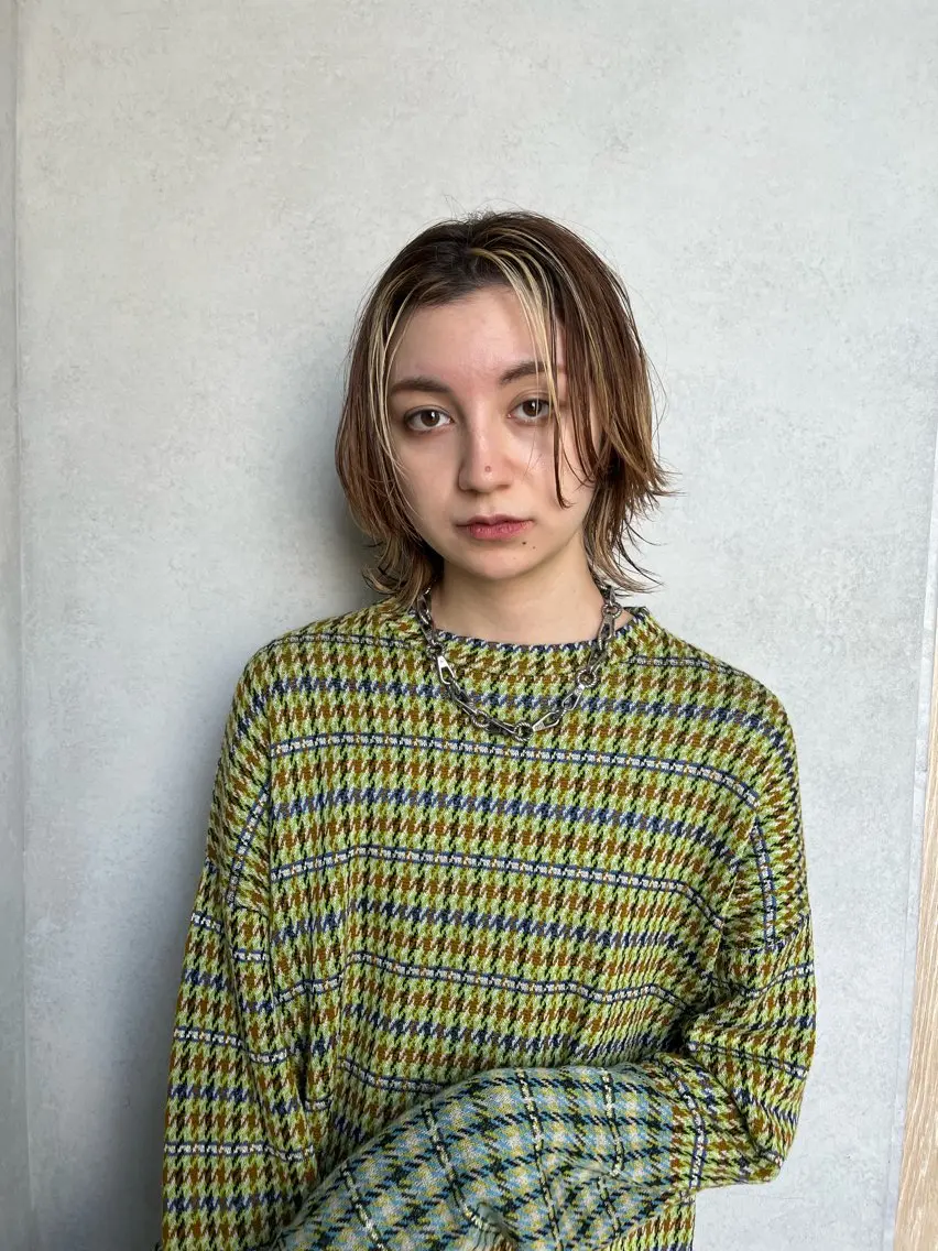ショート カラー デザインカラー ハイライトカラー ハイライト ヘアカラー 🌿パーマ/ ナチュラル/蒼真🍃のヘアスタイル