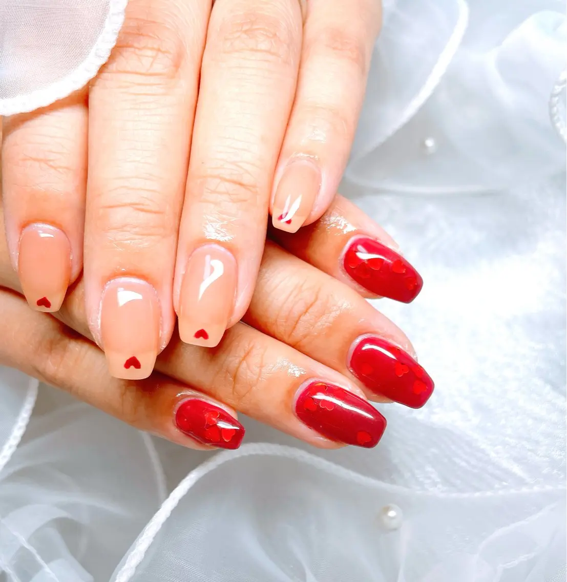 ネイル ハート シンプルネイル バレンタイン ハンドネイル ハンドケア GAL_NAIL Miraiのネイルデザイン