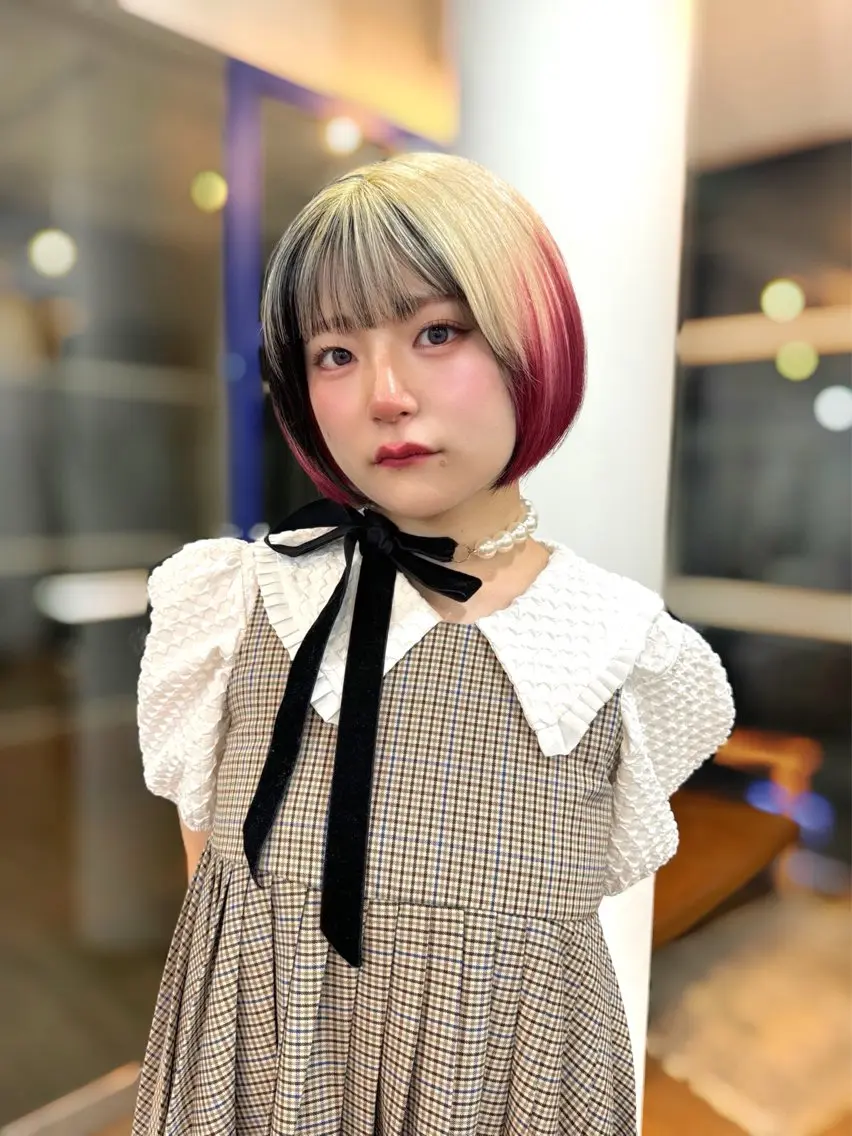 ショート カラー ヘアカラー トリートメント 🌻名古屋🌻 🫧ハイトーン🫧のヘアスタイル